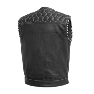 Gilet en cuir noir de haute qualité, style streetwear Silo Sports, tendance, grande taille, sans manches, doublure en polyester pour l'hiver - Product Image 2