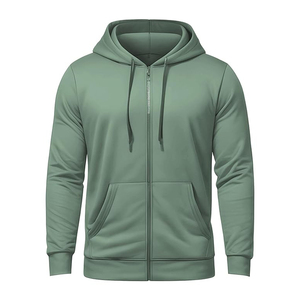 Sudadera con Capucha Extra Grande de Estilo Urbano para Hombre, con Cierre, de Algodón Grueso, Negra, Térmica - Product Image 4