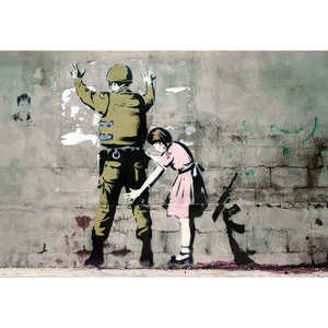 Affiche sur toile style moderne Banksy, soldat et fille, art mural - Product Image 1