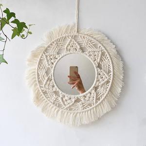 Modern Luxury Macrame <b>Round</b> <b>Wall</b> <b>Mirror</b> Art Handmade with 100% Cotton Frame <b>for</b> Wedding Decor Customizable - Product Image 1