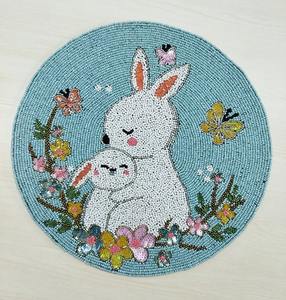 Sets de table ronds de luxe, écologiques, faits à la main, brodés de perles de rocaille, pour mariage et dîner, artistiques, personnalisables, modernes - Product Image 1