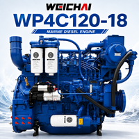 Moteur diesel marin SCDC Weichai WP4C120-18, refroidi par intercooler, 4 cylindres, 88 kW, 120 CV, 1800 tr/min, moteur in-bord pour bateaux commerciaux