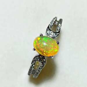 Anillo de ópalo etíope 925 plata esterlina doble banda joyería de ópalo hecha a mano anillo elegante regalo para ella - Product Image 4