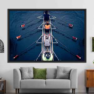 Motivational Rowing Print: Printed Canvas Artwork for Man Cave Decor,<b>BLACK</b> <b>FRAMED</b> CANVAS - Product Image 1