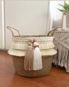 Panier en corde macramé fait à la main pour le rangement du linge, offrant un matériau écologique et une solution d'organisation élégante pour la maison - Product Image 5