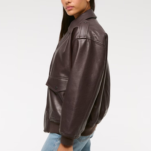 Chaqueta de Motociclista Clásica de Piel de Oveja Genuina para Mujer, Talla Grande, de Alta Calidad, para Primavera, Otoño e Invierno, con Relleno - Product Image 4