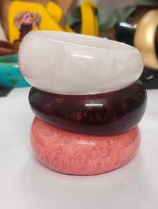 MN Exports Classic Jade Bangle <b>Bracelets</b> in <b>Red</b> Brown and White Colors Women's Fashion Jewelry Acrylic Resin Gift - Product Image 1