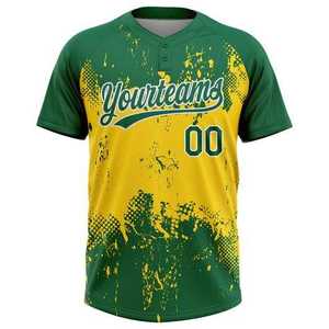 Alta calidad Venta caliente Softball Jersey desgaste hip hop bordado Softball Jersey personalizado verde y amarillo Softball camisetas para hombres - Product Image 4