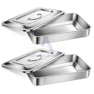 ถาดเครื่องมือสเตนเลสแบบแมนนวลสำหรับการผ่าตัดทั่วไปอุปกรณ์ทางการแพทย์ที่ทนทานและนำกลับมาใช้ใหม่ได้ - Product Image 1