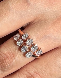 แหวนเพชรรูปวงรี14K สีโรสโกลด์ที่สวยงามเครื่องประดับสำหรับปาร์ตี้งานวันเกิดครบรอบแต่งงานของขวัญสำหรับเธอ - Product Image 3