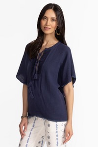 Top de gasa de algodón de calidad superior Ropa de oficina bordada para clima cálido Estilo sin esfuerzo a un buen precio - Product Image 2