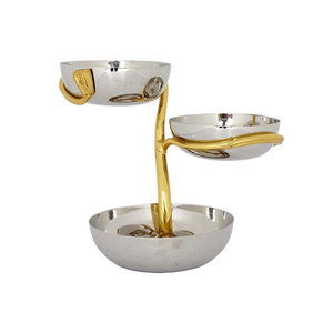 Premium Stainless Steel 3 Tier Shiny Polish Bowl Embossed High Quality Divided Bowl Best Selling New Look Hand Made <b>Nut</b> Bowl - Product Image 1