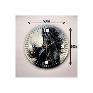 Reloj de pared de mesa silencioso de madera con estampado de animales de caballo negro, regalo de 50cm para amantes de los animales - Product Image 2