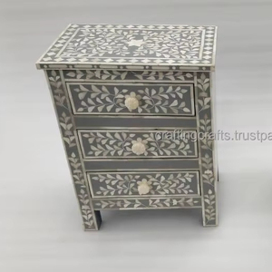 Incrustation d'os bleu motif Animal peint à la main résine ange Style table de chevet Table d'extrémité meubles de salon - Product Image 1