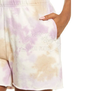 Pantalones cortos de alta calidad para mujer Mezcla de algodón transpirable Elegante Tie Dye Print Pantalones cortos de uso diario para el verano - Product Image 4