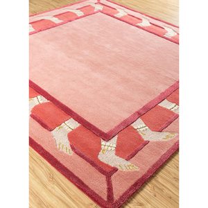 Alfombra de Lana y Viscosa Tejida a Mano Roja y Naranja Jaipur Wunderkammer Top-107 con Diseño Novedoso para Uso Doméstico - Product Image 2