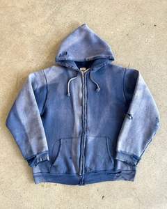 Sudadera con capucha y cremallera recortada personalizada para hombre, 100% algodón, doble capa, desgastante, lavado ácido, estilo informal para invierno - Product Image 2