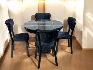 Juego de Mesa de Madera Maciza de Diseño Europeo con 6 Sillas, Muebles Inteligentes para Ahorrar Espacio, Acabado Liso, Cara de Mármol, para Cocina, Hogar, Fábrica - Product Image 4