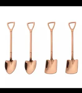 Cuillère de mariage élégante en acier inoxydable de couleur or de l'Inde, idéale pour les ustensiles de cuisine d'hôtel, ensemble de cuillères à dessert de table - Product Image 4