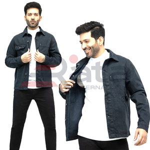 Vestes en jean imperméables à capuche décontractées personnalisées OEM pour hommes en noir respirant de qualité supérieure coupe-vent pour l'extérieur - Product Image 6