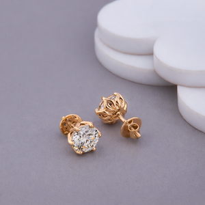 Boucles d'oreilles clous en diamant de laboratoire taille ronde, sertissage à vis, en or blanc/jaune/rose 18 carats - Product Image 6