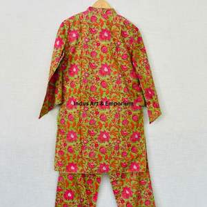 Hermoso vestido estampado floral de bloque de algodón Vestido para ropa informal Vestido estampado de bloque de mano - Product Image 2