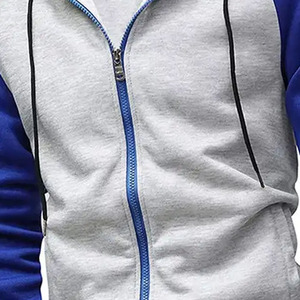 INDEX APPAREL เสื้อสเวตเชิ้ตมีฮู้ดซิปสำหรับผู้ชาย แขนเสื้อแบบแร็กแลน สีเทา สีฟ้า ลำลอง ถักทอ ใส่ได้ในฤดูใบไม้ร่วง ทรงปกติ - Product Image 6