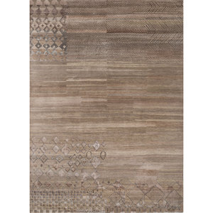 พรมไหมพรมผสมไหมไผ่สีน้ำตาลเบจ แมนชาฮ่า ลายเรขาคณิต รูปทรงสี่เหลี่ยมผืนผ้า สำหรับห้องนั่งเล่น วัยรุ่น และทางเดิน รุ่น Les-1859 - Product Image 1