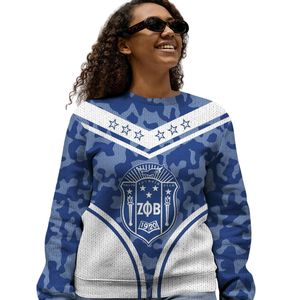Zeta Phi Beta 1920 ZPhiB pull en tricot sororité vie grecque bleu blanc Chenille Patch Divine neuf sororité haut porter - Product Image 5