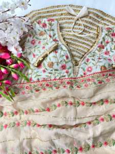 Nouvel arrivage Dernier design Saree en soie Teby pure et douce avec bordure et passepoil Broderie 3 mm Travail de séquence Grossiste d'Inde - Product Image 3