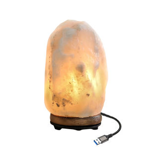 โคมไฟเกลือหิมาลัยไฟหินคริสตัลสีชมพูใช้พลังงานผ่าน USB โคมไฟธรรมชาติฐานไม้ไฟกลางคืน - Product Image 5