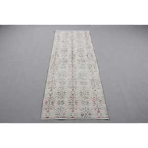 พรมตุรกีวินเทจ ขนาด 2.5x6.4 ฟุต พรมลายพรางสีเทาแดง ทำจากขนสัตว์ - Product Image 1