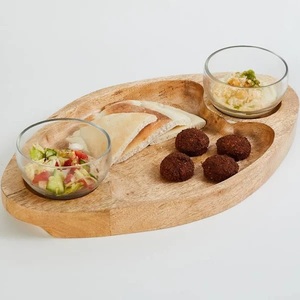 Plato decorativo para servir aperitivos, platos para servir dulces de boda, mesa de comedor de forma redonda de madera natural - Product Image 4