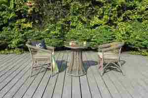 ชุดกาแฟกลางแจ้งทุกสภาพอากาศพร้อมกรอบแก้วและหวาย PE - Product Image 4