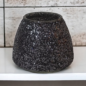 Vasos de vidrio de mosaico negro hechos a mano, tarros de farol de vela personalizados de lujo únicos, hogar, jardín, tapa votiva personalizada, boda - Product Image 2