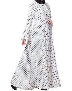 Elegante atuendo musulmán con lunares vestido modesto Abaya último estilo islámico ropa de mujer a la venta a precios mayoristas - Product Image 2