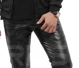 Vente en gros Pantalon droit en cuir rayé incurvé décontracté pour hommes léger imprimé de logo personnalisé - Product Image 2