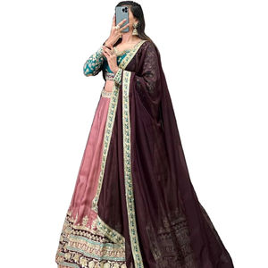 Ropa especial de boda y compromiso para novia 100% Secuencia de tela de seda Moonga pura y trabajo de bordado último diseño Lehenga Choli - Product Image 1