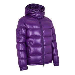 Chaqueta Cortavientos de Invierno Personalizada para Hombre, Color Morado Brillante, Transpirable, Acolchada, con Capucha, Cremallera Frontal, de Poliéster y Nailon - Product Image 6