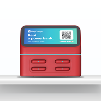 Stasiun Power Bank Sewa HeyCharge 4 Slot Kode QR Berbagi Daya Tahan Api ABS Output 60W untuk Smart Watch Mikrofon, Promo Panas 2025