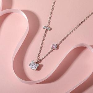 Collier pendentif chat Jeulia Fashion avec empreinte de patte et nœuds - Product Image 3
