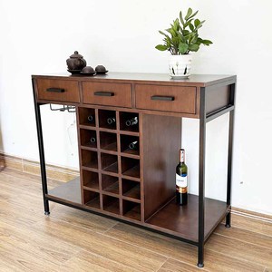Wooden Industrial Design <b>Table</b> with Integrated Wine Rack - Product Image 4