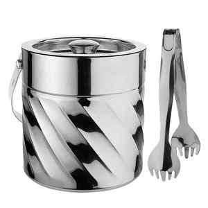 Barril de hielo de metal con aislamiento de doble pared, cubos de hielo con tapa de acero inoxidable para vino, champán y cerveza - Product Image 1