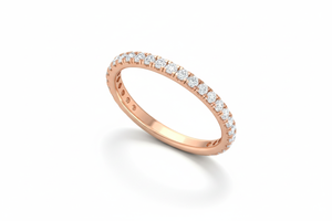 14K Gold & Natural Diamond Thin Eternity <b>Band</b> <b>Ring</b> For Women's - Product Image 3