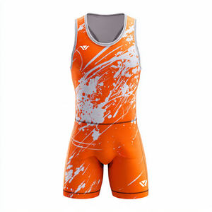 Justaucorps de musculation et de lutte 100% polyester sans manches, hauts d'entraînement de lutte pour garçons, justaucorps de musculation - Product Image 2