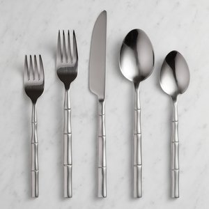 Juego de cubiertos únicos de 5 piezas de diseñador, cubiertos de acero inoxidable pulido brillante, mango único, cucharas para lavavajillas para ocasiones de boda - Product Image 4
