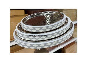 ใหม่ถาดไม้รองเสิร์ฟทำจากไม้งานฝีมือทำจากเรซิ่นพร้อมโลหะสำหรับเป็นของขวัญเดือนรอมฎอนถาดสำหรับเครื่องครัวของขวัญถาดแม่พร้อมมุกถาดรอมฎอน - Product Image 3