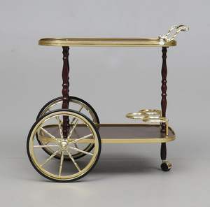 Gold Iron Metal Mirrored Glass Serving Cart Movable Gilded Arc <b>Trolley</b> for Home <b>Storage</b> Kitchen & Living Room Food Serving - Product Image 3