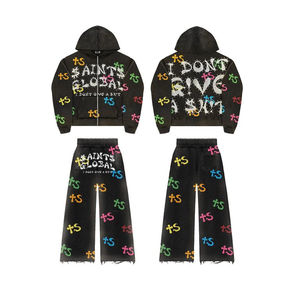 Conjunto Deportivo Personalizable con Capucha y Cremallera Completa para Invierno, Unisex, Pantalones Anchos, Premium, 100% Algodón, Diseño Gráfico - Product Image 6