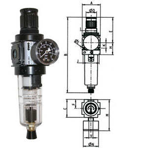 Unités de filtration et de réduction d'air comprimé à vidage automatique Variobloc, pièces pneumatiques en polycarbonate transparent - Product Image 1